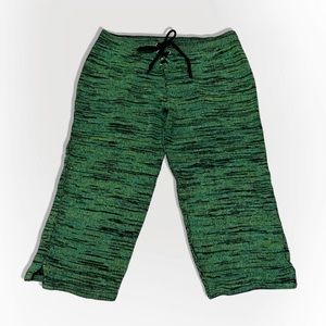 Vintage 90s Green Knit Lace Up Hippie Capris